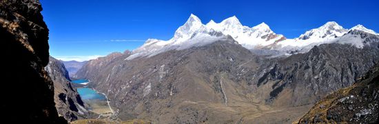 der Ausblick vom Mirador auf die Cordillera Blanca und die Llanganuco Lagune