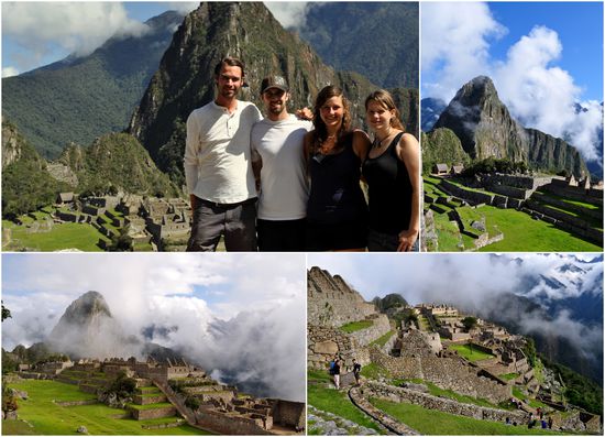 Machu Picchu
Foto links oben: Maarten, Jared, Noemi und ich vor dem Waynu Picchu