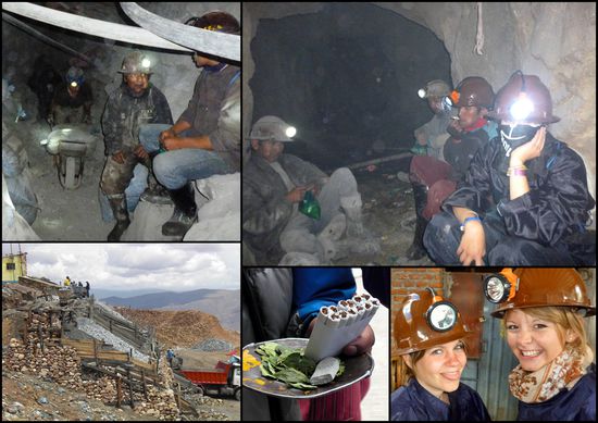 die Minenarbeiter beim Coca kauen und Rauchen