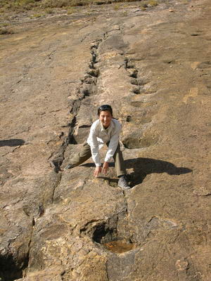 Mun Suk mit Dinosaurierspuren
