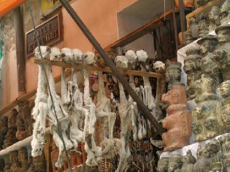 In der Altstadt von La Paz – Touristensouvenirs und getrocknete Llama Föten für Zeremonien