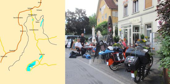 Dieses mal nicht den San Bernadino sondern den Splügenpass gelb