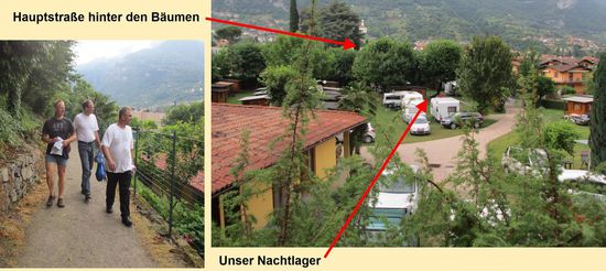 Hinter dem Zeltplatz ging der Weg etwas erhöht los.