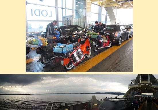 Die Mokicks in Trockenen auf der Fähre