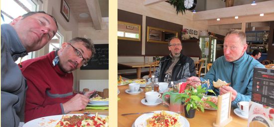 Die leichte Erschöpfung zeigt sich in den Gesichtern
Käsespätzle waren für mich nur mit viel Ketchup zu genießen!