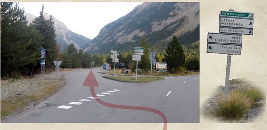 Abzweig Richtung Col de Vars.