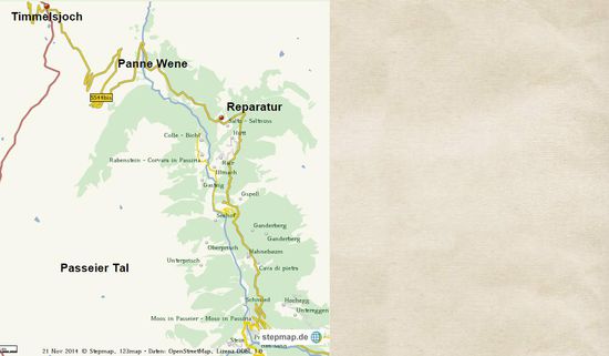 Grobe Einschätzung der Pannenstrecke.