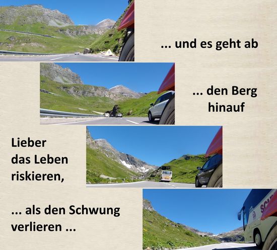 1. Bus;  ... es ist steiler als es aussieht!