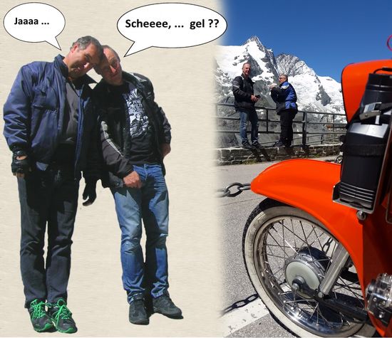 Moped mit "Helden" und Großglockner