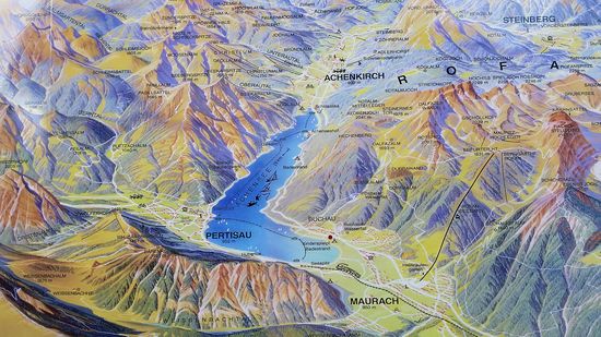 Achensee abfotografiert   Campingplatz in Buchau