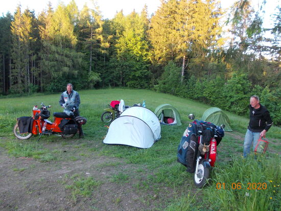 Wald im Hintergrund mit Hohlweg