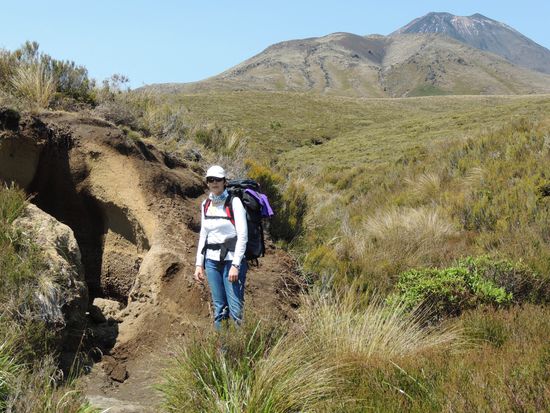 Wir nähern uns stetig dem Mt Ngauruhe und seinem Nachbarn, dem zweiten Vulkan, dem Mount Tongariro, dessen Gipfel ganz klein zu sehen ist...