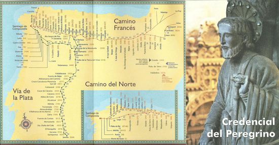 Der Jakobsweg-Pilgerpass (Teil der Aussenseite)