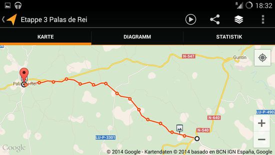 Marschstrecke 3. Etappe von O Hospital nach Palas de Rei