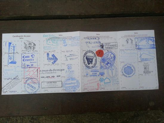 Pilgerpass nach der 7. Etappe, bevor noch die Pilgerurkunde ausgestellt wurde