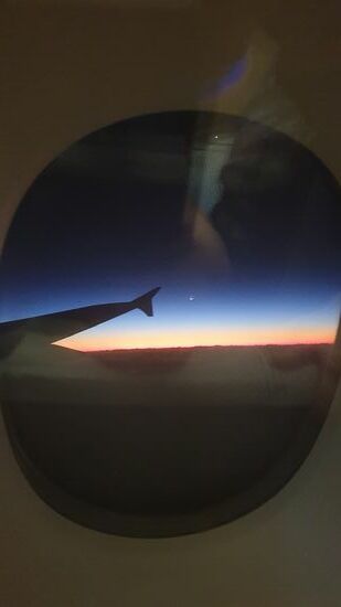 Sonnenuntergang aus der Bord-Bar des A380