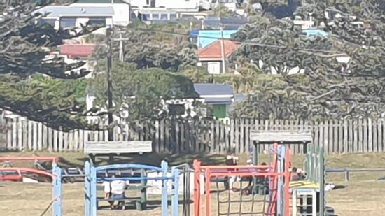 Kletterstation - hinter dem Zaun unsere Sunset Cabin 