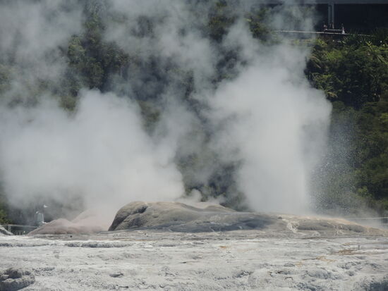 Es brodelt und zischt, und dann steigt Wasser bis zu 15m hoch auf.