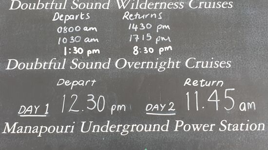 Unser Zeitplan über den Lake Manapouri