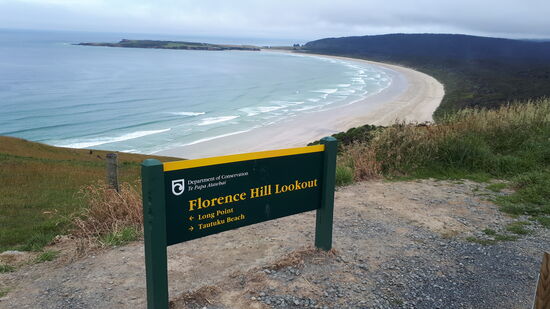 Blick über Tautuku Beach