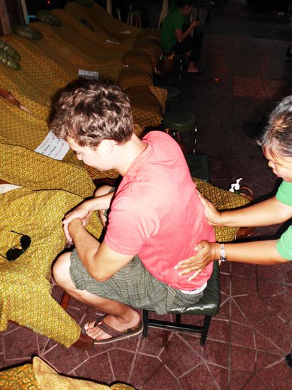 Der Abschluss der einstündigen Fußmassage...