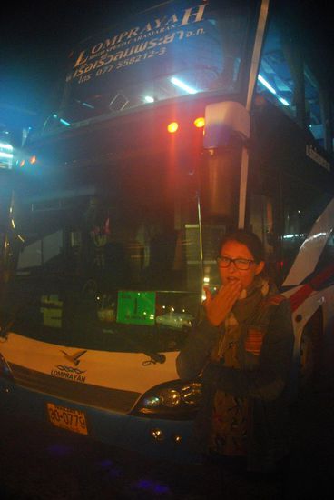 Müde von der langen Busfahrt