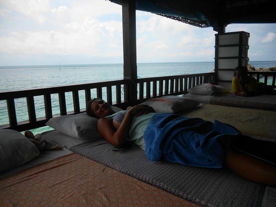 Mittagspause - erstmal eine Footmassage...