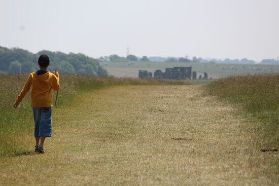 Der Weg nach Stonehenge über Felder, auf denen teilweise Kühe den Weg kreuzten.