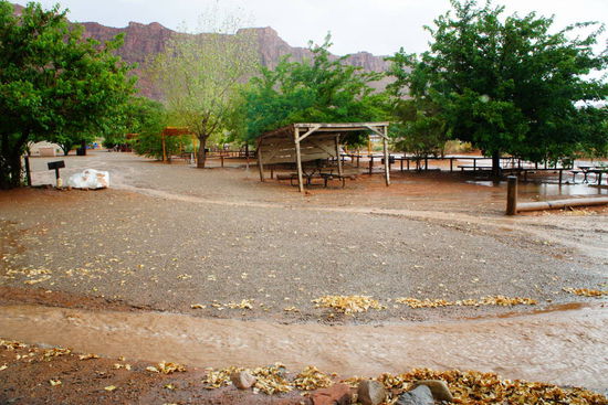 Sintflutartiger Regen am KOA Campground in Moab