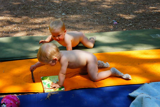 alle helfen beim Zeltaufbau mit