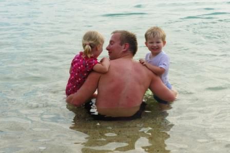 mit Papa baden