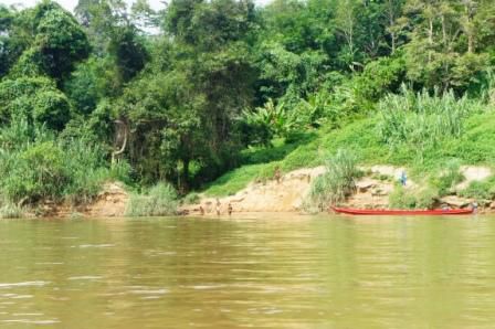 badende Kinder der Orang Asli