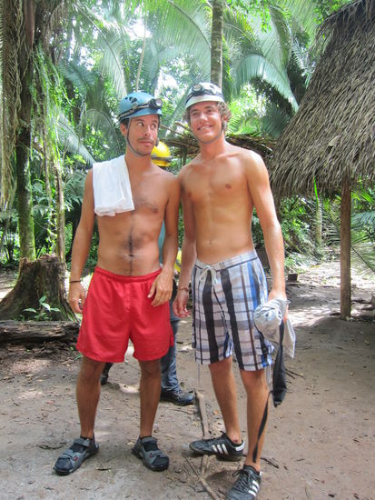 Edgar und ich ausgeruestet mit Helm und Lampe...