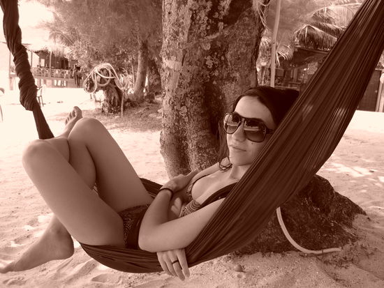 Am Faulenzen in der Hängematte