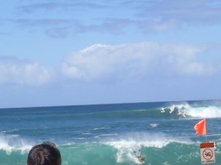 Waimea Bay North Shore / Oahu
vorne: Bodyboard
hinten: Surfer