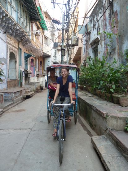 Fahrrad- Rikscha fahren in Old-Delhi