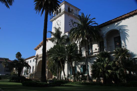 Das Courthouse in Santa Barbara.
Leider war der Turm seit 10 Minuten geschlossen, gerne hätten wir von dort einen Blick über Santa Barbara geworfen.