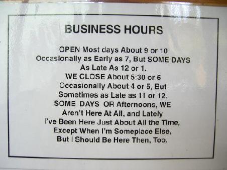 Business Hours unseres Backpackers ?
