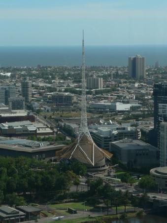 Blick von der 35. Etage des Sofitel auf die Oper von Melbourne