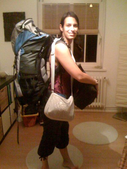 Das bin ich, beladen wie ein Packesel! 