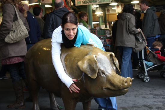 Riesensparschwein für wohltätige Zwecke, angeblich heißt es Rachel