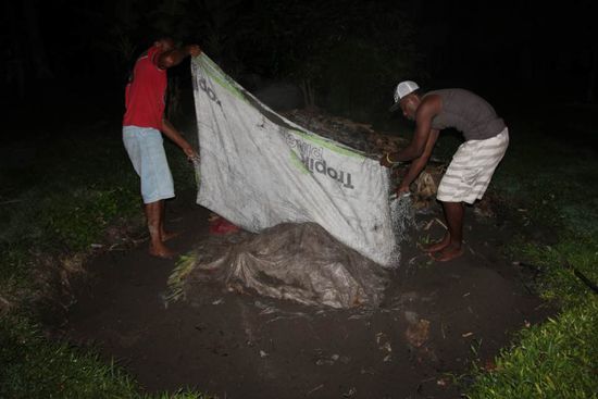2,5 Stunden später, war es fertig und wurde ausgepackt, Schicht für Schicht.