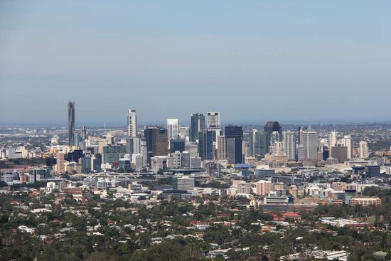 Blick auf die Skyline von Brisbane