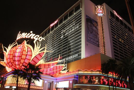 unser Flamingo Hotel bei Nacht