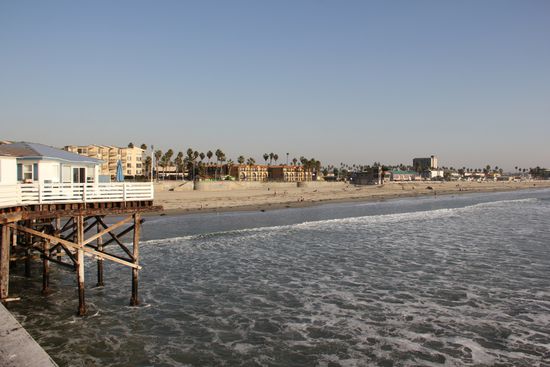Blick vom Pier auf den Pacific Beach