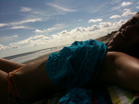 Ein Tuch als Sonnenschutz 