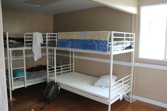 Unsere Betten im Hostel, die oberen beiden sind unsere 