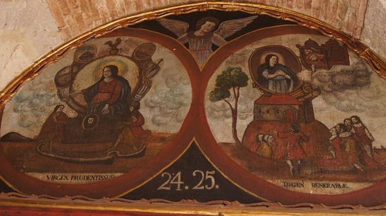 Das Thema "Jungfrau" (Virgen) spielt auf den Bildern im Kloster eine grosse Rolle
