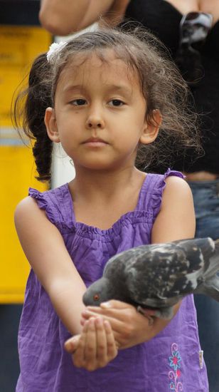 Die Bewohner Guyaquils sind verrueckt nach den Voegeln. Und legen sich sogar Koerner....