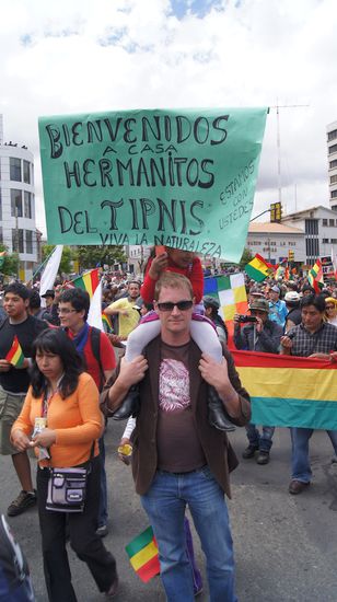 Ankunft der "marcha indigena" in La Paz